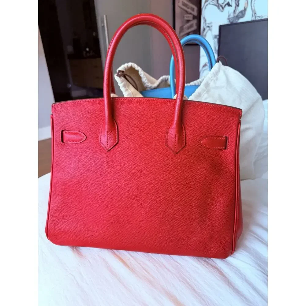 Hermes Birkin 30 Vibrant Red Epsom Palladium PHW Stamp X 2016